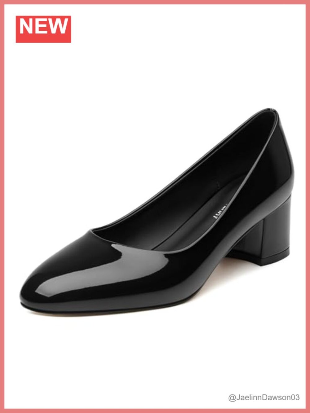 Women's Low Heel Pumps Chunky Block Heel Round Toe Patent Leather Non-Slip